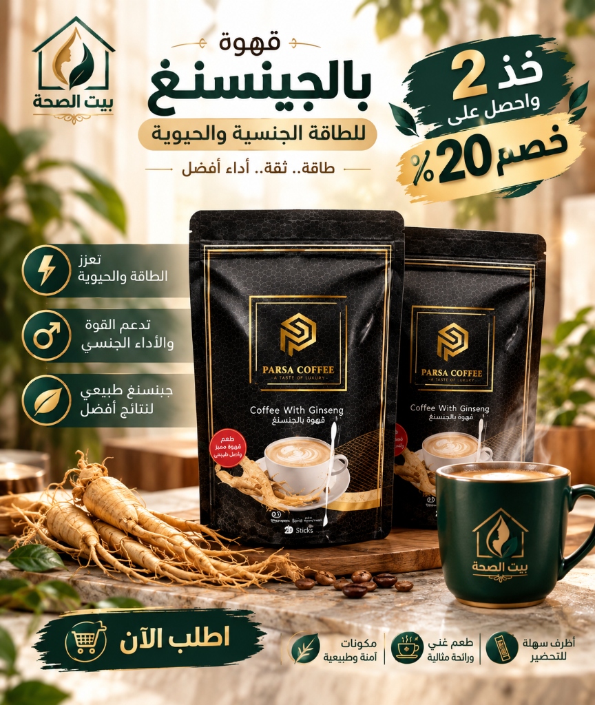 قهوة بارسا بالجنسنج للطاقة الجنسية والحيوية - بيت الصحة